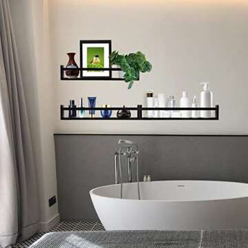 AZSKY Classic Nursery Book Shelves Black Wooden Floating Shelves Wall Bookshelf for Bathroom Decor Kitchen Spice Rack Organizer Kids Room 24 Inch Set of 3