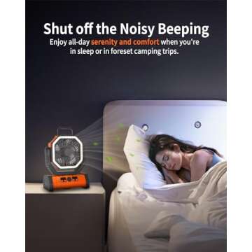 ADUST Camping Fan Battery Operated Powered Fan with LED Lantern Light 20000mAh Rechargeable Portable...
