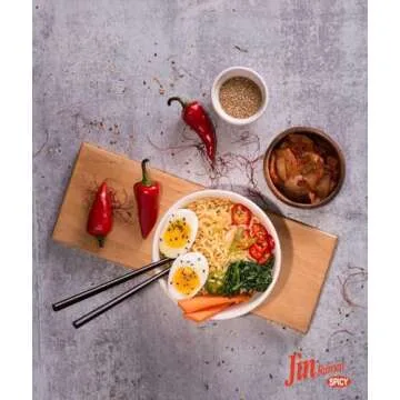 OTTOGI Jin Ramen Spicy Flavor, 4.23 oz (Pack of 18) - Authentic Korean Instant Noodles, Rich and Savory Broth, Quick and Easy Meal