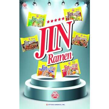 OTTOGI Jin Ramen Spicy Flavor, 4.23 oz (Pack of 18) - Authentic Korean Instant Noodles, Rich and Savory Broth, Quick and Easy Meal