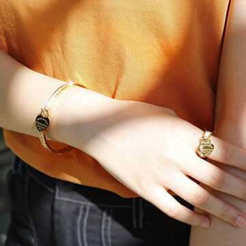 JINHUI Eternity Band Ring - Forever Love Promise Ring with Heart Charm