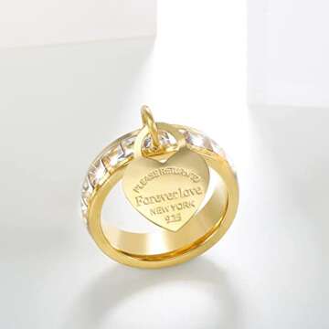 JINHUI Eternity Band Ring with Heart Charm for Love