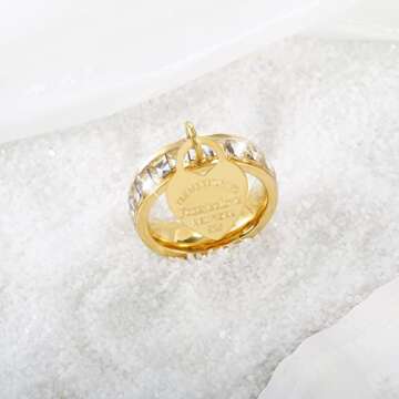 JINHUI Eternity Band Ring with Heart Charm for Love