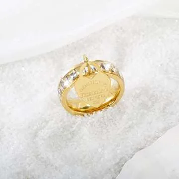 JINHUI Eternity Band Ring with Heart Charm for Love