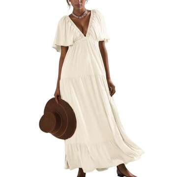 Kikibell Graduation Dress Tiered Dresses Cocktail Dresses for Women Evening Party Long Dresses for Women Casual Beige XL