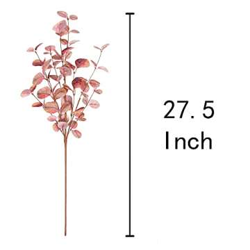 VGIA 6 Pcs Artificial Eucalyptus Stems Fall Leaf Spray in Burgundy Red Silk Eucalyptus Leaves Fall Decorations Artificial Plants for Floral Arrangement