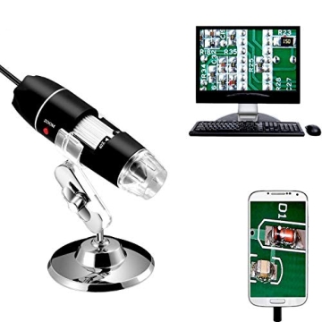 Jiusion 40 to 1000x Magnification Endoscope, 8 LED USB 2.0 Digital Microscope, Mini Camera with OTG ...