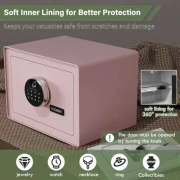 Goldenkey Digital Security Safe and Lock Box,Small Safe box for Money, Keypad Lock,Perfect for Home Office Hotel Business Jewelry Gun Use Storage, 0.8Cu.Ft./ Pink