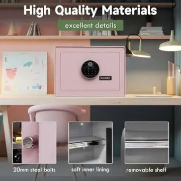 Goldenkey Digital Security Safe and Lock Box,Small Safe box for Money, Keypad Lock,Perfect for Home Office Hotel Business Jewelry Gun Use Storage, 0.8Cu.Ft./ Pink