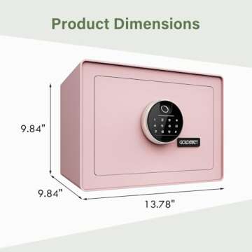 Goldenkey Digital Security Safe and Lock Box,Small Safe box for Money, Keypad Lock,Perfect for Home Office Hotel Business Jewelry Gun Use Storage, 0.8Cu.Ft./ Pink