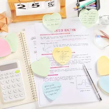 Sticky Notes 2.75 in x 2.75 in 600 Sheets Sticky Memo Heart Shaped - Self Stick Cute Mixed 4 Color for Office/Home/Baking/School