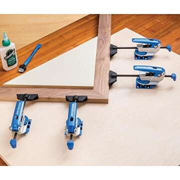 Auto-Lock T Track Clamp – Adjustable Clamps for Woodworking w/Set Screw - T Tracks Woodworking Clamps Ideal for Miters, Irregularly Shaped Objects – Aluminum Body, Steel Push Rod T-Track Stop, Clamp