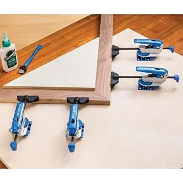 Auto-Lock T Track Clamp – Adjustable Clamps for Woodworking w/Set Screw - T Tracks Woodworking Clamps Ideal for Miters, Irregularly Shaped Objects – Aluminum Body, Steel Push Rod T-Track Stop, Clamp