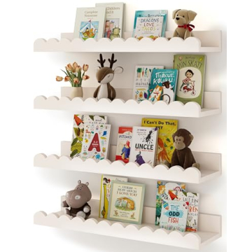 Charming 4-Pack Nursery Book Shelves - Ideal for Kids' Rooms
