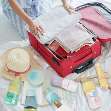 24 Pack Multi Sizes Silicone Bottle Covers, Travel Accessories Must Haves, Cruise Ship Essentials, Travel Size Toiletries,Travel Essentials for Women Men,Travel Gadgets, Elastic Sleeves for leak proof