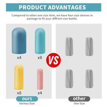 24 Pack Multi Sizes Silicone Bottle Covers, Travel Accessories Must Haves, Cruise Ship Essentials, Travel Size Toiletries,Travel Essentials for Women Men,Travel Gadgets, Elastic Sleeves for leak proof