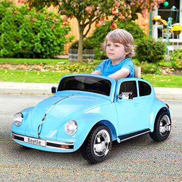 Aosom Licensed Volkswagen Beetle Electric Kids Ride-On Car 6V Battery Powered Toy with Remote Contro...