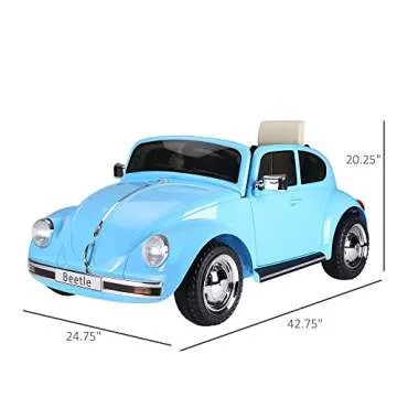 Aosom Licensed Volkswagen Beetle Electric Kids Ride-On Car 6V Battery Powered Toy with Remote Control Music Horn Lights MP3 for 3-6 Years Old Blue