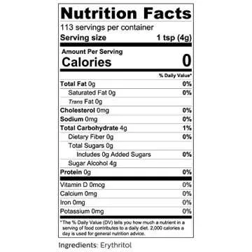 Erythritol Sweetener Granular - Keto Sugar Substitute - 0 Calorie, 0 Net Carb, Non-GMO (1 lb / 16 oz)