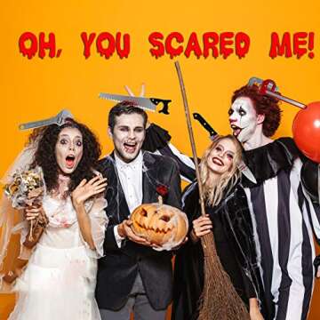 Quejowy 6PCS Halloween Costume Scary Weapon Headbands, Horror Photo Props Rubber Plastic Knife Axe C...