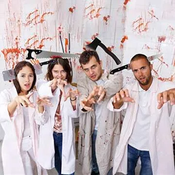 Quejowy 6PCS Halloween Costume Scary Weapon Headbands, Horror Photo Props Rubber Plastic Knife Axe Cleaver Scissor Headbands Through Head Zombie Accessories Makeup