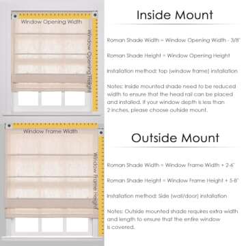 TWOPAGES Cordless Roman Shades for Custom Blackout Windows