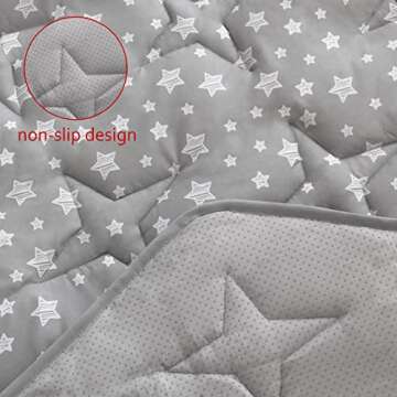 Hexagon Playpen Mat Compatible with POP 'N GO Baby Playpen, 59 Inch Hexagon Mattress Pad, Non Slip and Cushion Play Mat Grey with Star Print