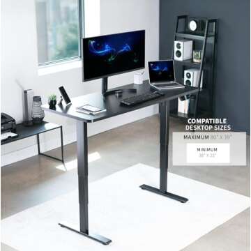 VIVO Electric Stand Up Desk Frame Workstation with Memory Touch Pad, Single Motor Ergonomic Standing...