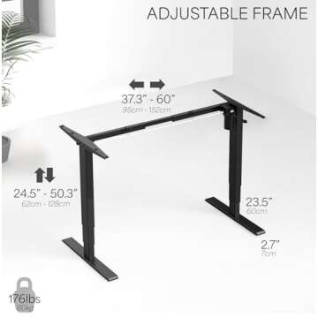 VIVO Electric Stand Up Desk Frame Workstation with Memory Touch Pad, Single Motor Ergonomic Standing Height Adjustable Base, Black, DESK-V102E