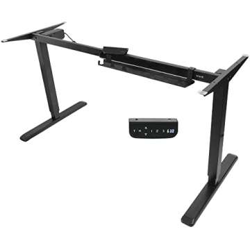 VIVO Electric Stand Up Desk Frame Workstation with Memory Touch Pad, Single Motor Ergonomic Standing Height Adjustable Base, Black, DESK-V102E