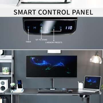 VIVO Electric Stand Up Desk Frame Workstation with Memory Touch Pad, Single Motor Ergonomic Standing Height Adjustable Base, Black, DESK-V102E