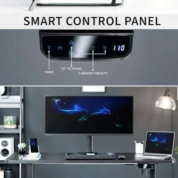 VIVO Electric Stand Up Desk Frame Workstation with Memory Touch Pad, Single Motor Ergonomic Standing Height Adjustable Base, Black, DESK-V102E