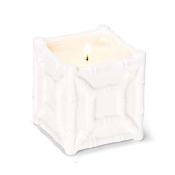 Two's Company Chinoiserie Faux Bamboo Fretwork Filled Candle