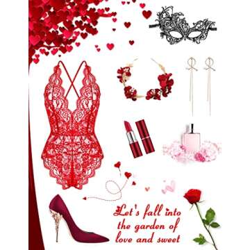 Avidlove Red Lace Bodysuit for Women - Sexy Lingerie