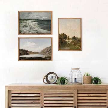 WITCOLOR Framed Large Canvas Wall Art, 12×16in Vintage Wall Art Decor for Living Room Nature Landsc...