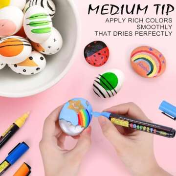 Emooqi Acrylic Paint Pens, Set of 24 Colors Paint Markers Pens for Rocks, Craft, Ceramic, Glass, Woo...