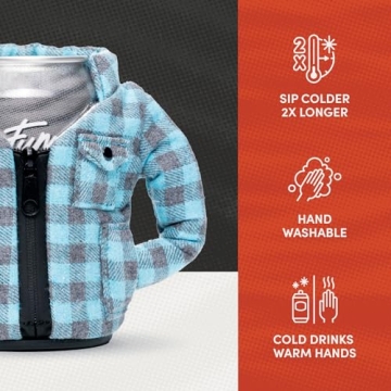 Stylish Puffin Lumberjack Can Cooler | Insulated & Fun