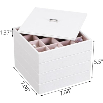 BEWISHOME Stackable Jewelry Organizer Trays 32-Slot Set of 4