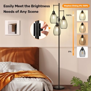Stylish Dimmable Floor Lamp with LED Bulbs Included
