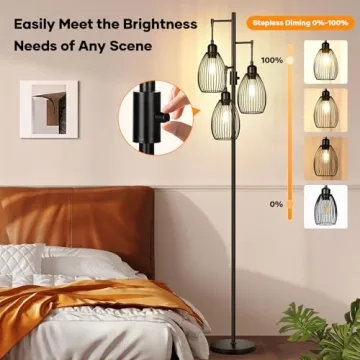 Stylish Dimmable Floor Lamp with LED Bulbs Included