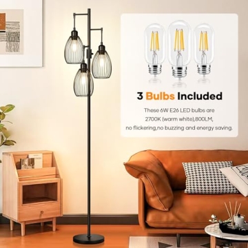 Stylish Dimmable Floor Lamp with LED Bulbs Included