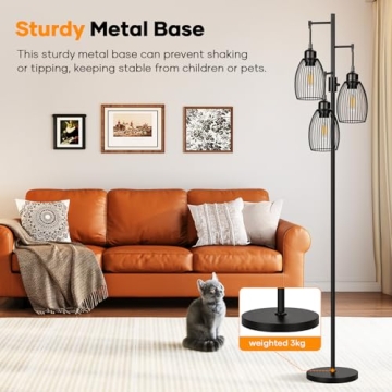 Stylish Dimmable Floor Lamp with LED Bulbs Included