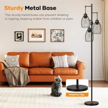 Stylish Dimmable Floor Lamp with LED Bulbs Included