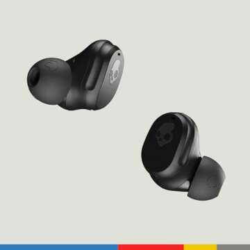Skullcandy Mod In-Ear Wireless Earbuds, 34 Hr Battery, Microphone, Works with iPhone Android and Bluetooth Devices - Black
