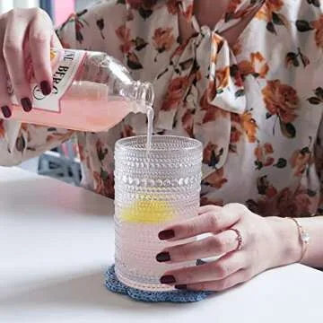 Bandesun Vintage Highball Glasses Set of 6 Hobnail Glasses