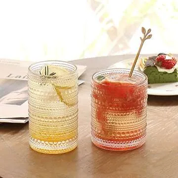 Bandesun Vintage Highball Glasses Set of 6 Hobnail Glasses