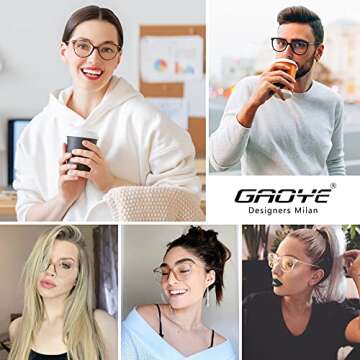 Gaoye Blue Light Blocking Glasses Women/Men, Fashion Round Cateye Frame UV Ray Filter Computer Gaming Glasses