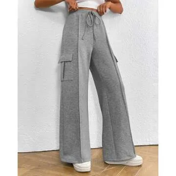 BTFBM Women's Running Sweatpants: Stylish Wide Leg Lounge Pants with Pockets
