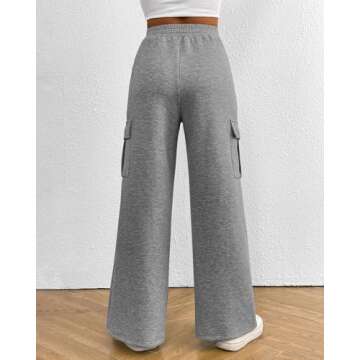 BTFBM Women's Running Sweatpants Fall Baggy Wide Leg Lounge Pants Casual Workout Joggers Pants with Pockets(Solid Dark Grey,Medium)