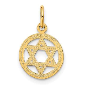 14K Solid Yellow Gold Star of David Jewish Magen Necklace Judaica Religious Chain Pendant Israel Charm 19mm x 12mm Only